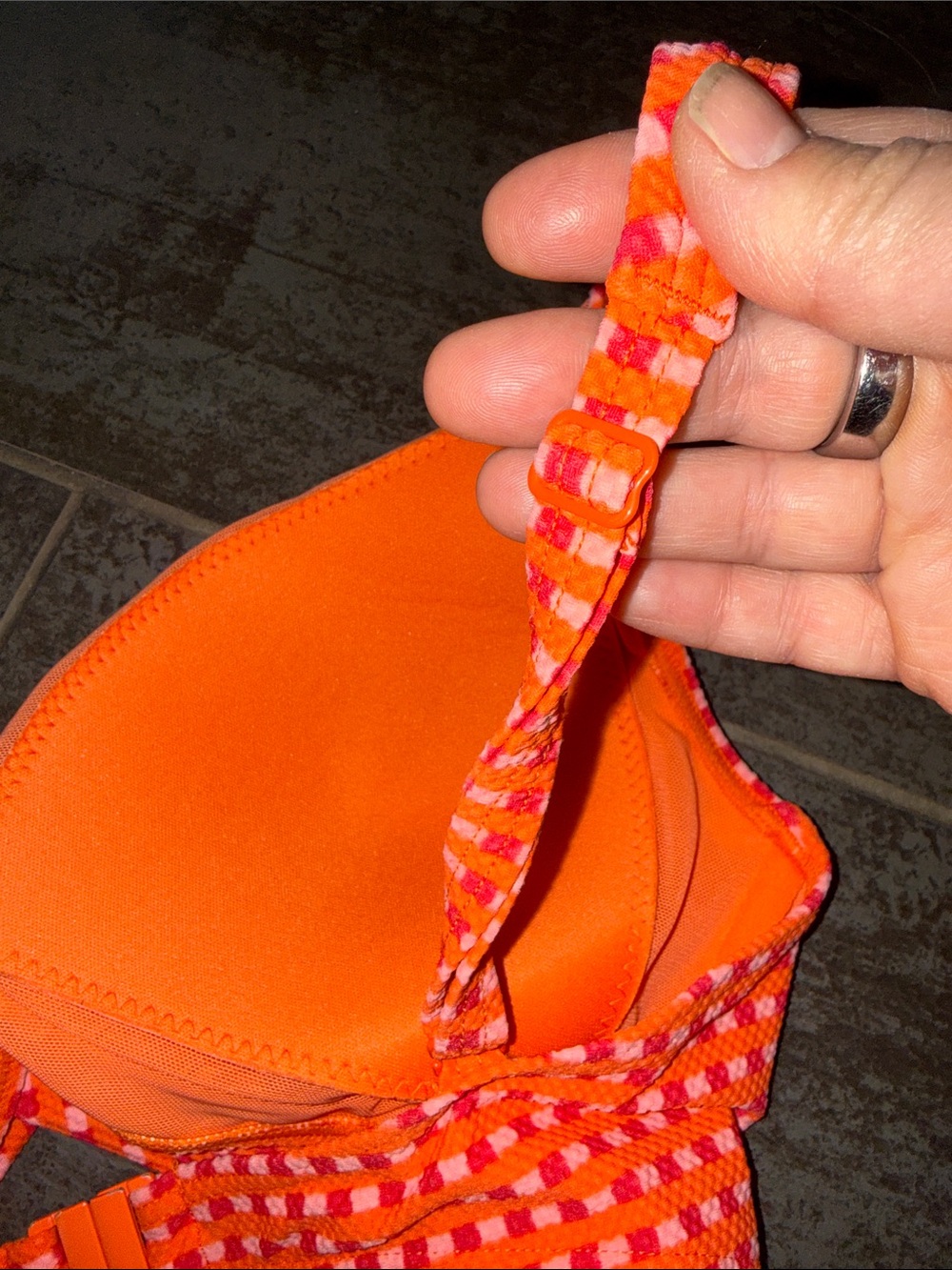 Sea level Australia Bright Red and Pink Check Bikini Top - Picture 7 of 9